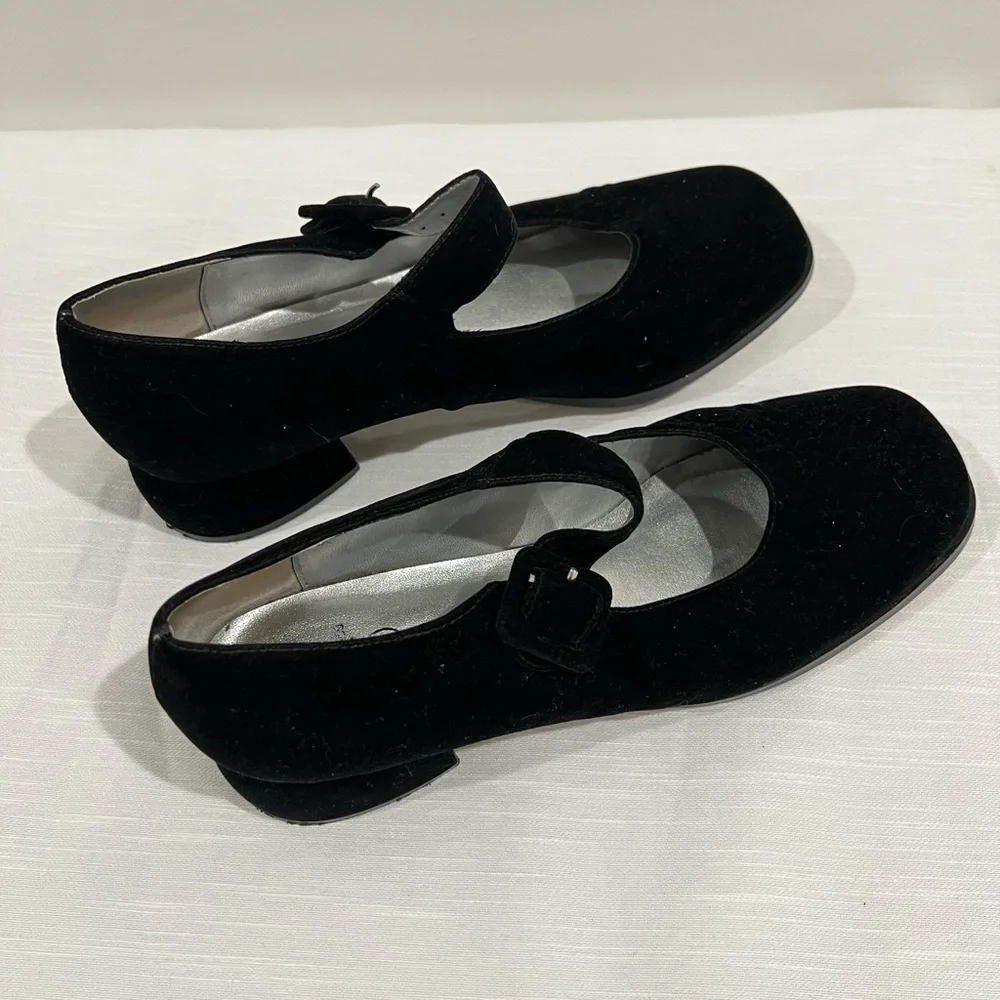 Expressions Footwear Mary Jane Black Velour Shoes